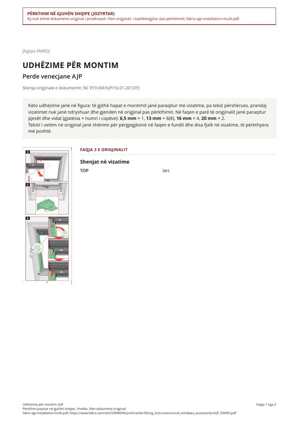 Udhëzime për montim: AJP (SQ)