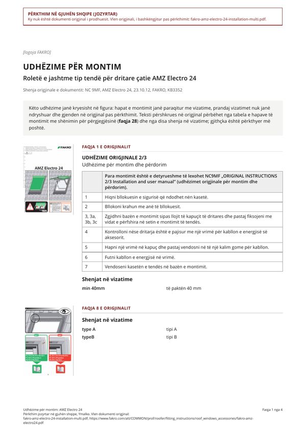 Udhëzime për montim: AMZ Electro 24 (SQ)