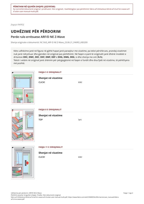 Udhëzime për përdorim: ARF/D NE Z-Wave (SQ)