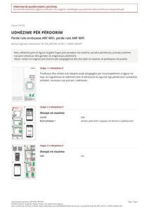 Udhëzime për përdorim: ARF WiFi, ARP WiFi (SQ)