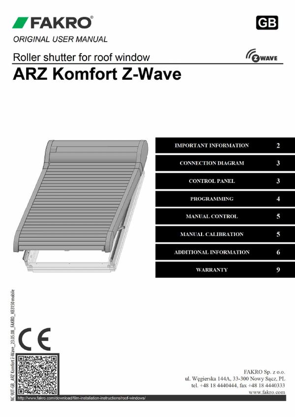 User manual: ARZ Komfort Z-Wave (programming) (EN)