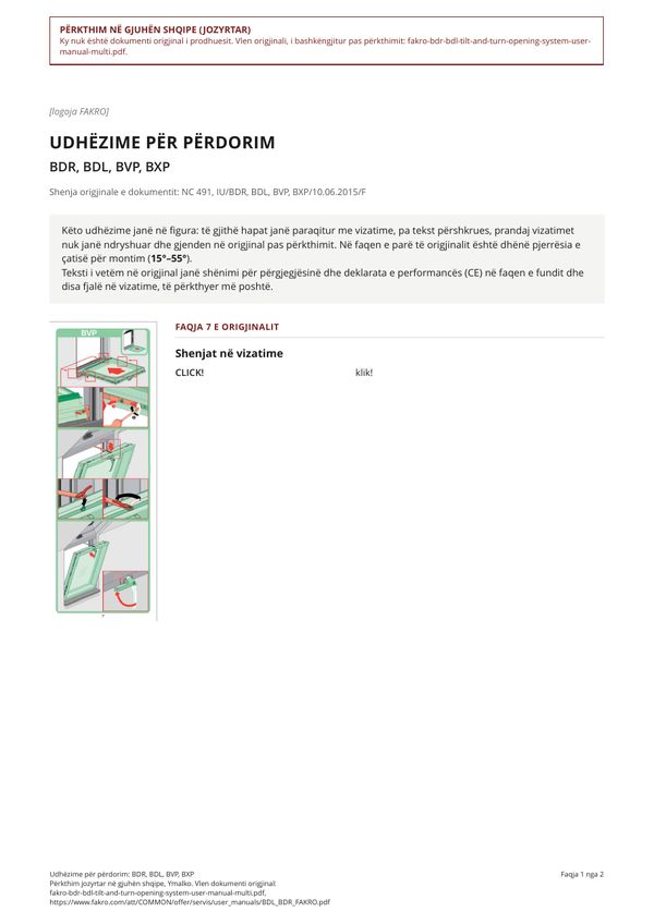 Udhëzime për përdorim: BDR, BDL, BVP, BXP (SQ)