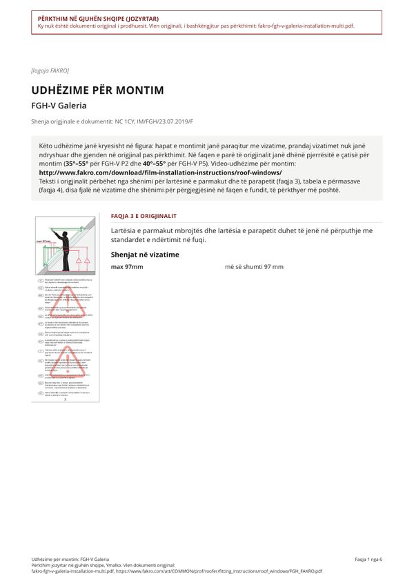 Udhëzime për montim: FGH-V Galeria (SQ)