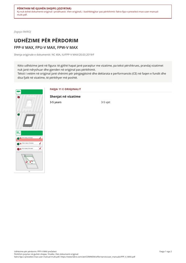 Udhëzime për përdorim: FPP-V MAX preSelect (SQ)