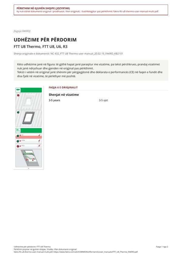 Udhëzime për përdorim: FTT U8 Thermo (SQ)