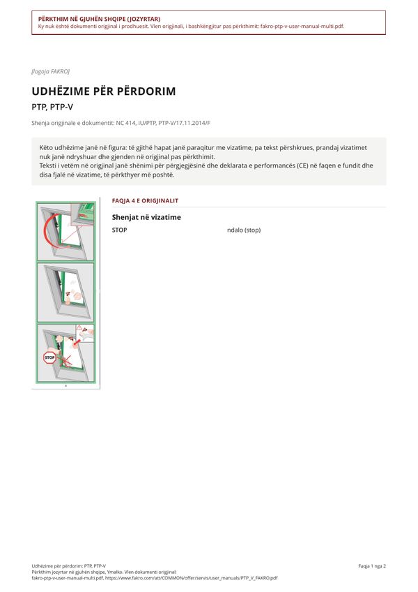Udhëzime për përdorim: PTP, PTP-V (SQ)