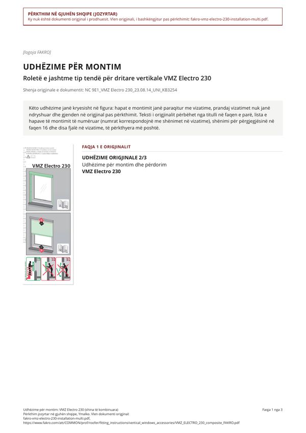 Udhëzime për montim: VMZ Electro 230 (shina të kombinuara) (SQ)