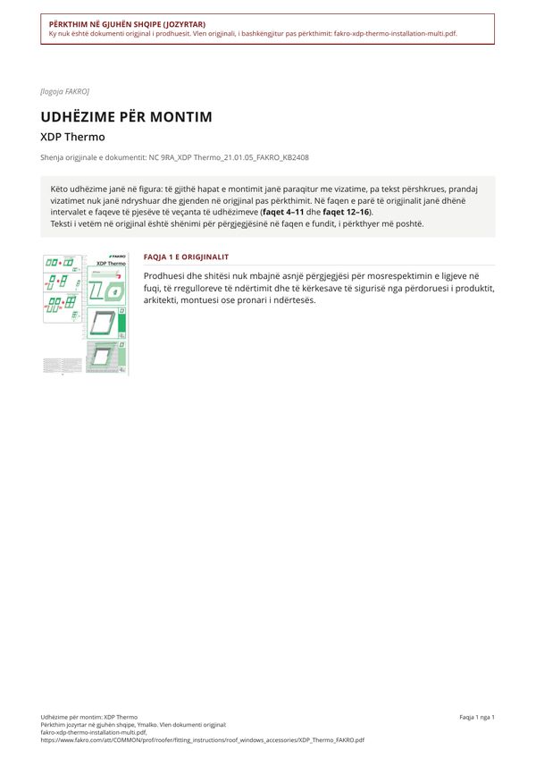 Udhëzime për montim: XDP Thermo (SQ)